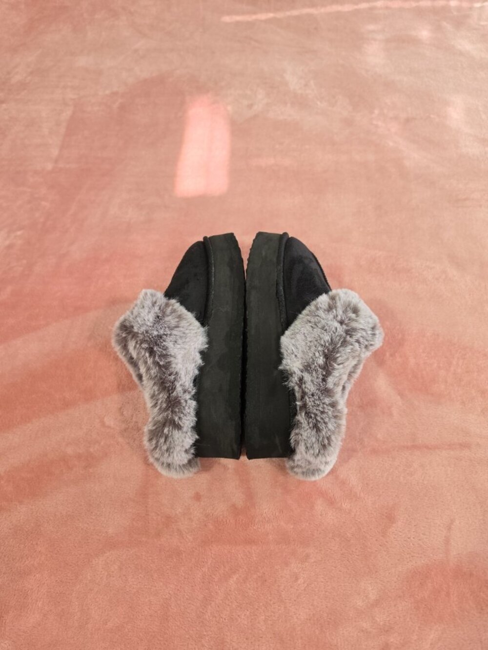 Jessica Simpson Women’s Slip-On Slippers Faux Fur Trim Black/Gray US 7 - Picture 2 of 8